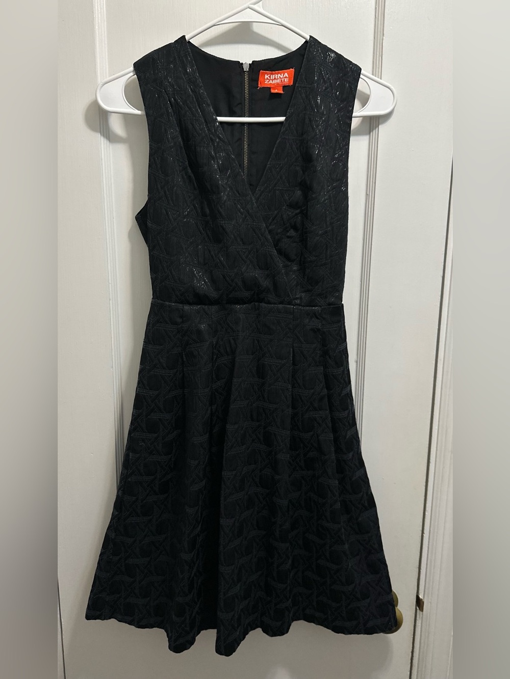 Kirna Zabete: Black Textured Fit-and-Flare Dress